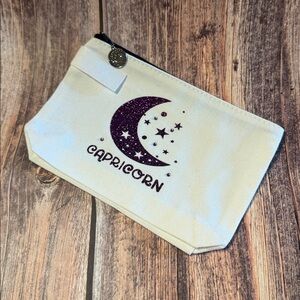 NEW Capricorn White 7”x5” Cosmetic Bag w/ Custom Vinyl Item #PHK3481
